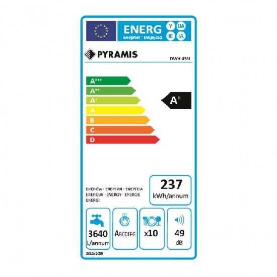 PYRAMIS Πλυντήριο Πιάτων DWH 45SI Μερικώς Καλυπτόμενο