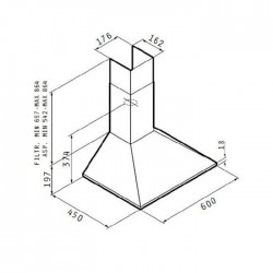 MAIDTEC Απορροφητήρας Καμινάδα Τετράγωνη MT HIGH POWER (E) 60cm