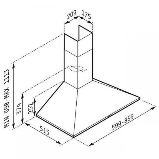 PYRAMIS Απορροφητήρας Καμινάδα Τετράγωνη Plus 60cm