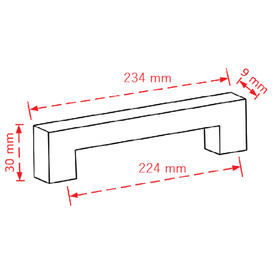 VIOBRASS 161 Λαβή Επίπλου Χρώμιο Γυαλιστερό 224mm