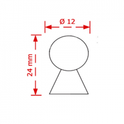 VIOBRASS 24 Πόμολο Επίπλου Ηλεκτροστατική Βαφή - Μαύρο Φ12