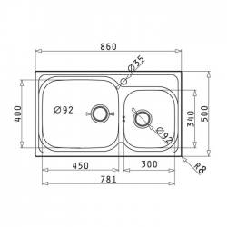 PYRAMIS Ανοξείδωτος Νεροχύτης AMALTIA PLUS (86x50) 2B Γυαλισμένο