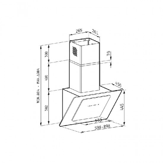 PYRAMIS Απορροφητήρας Fiero Μαύρος 60cm