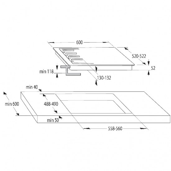 GORENJE Εστία 734118 Κεραμική 2+2 GCE691BSC