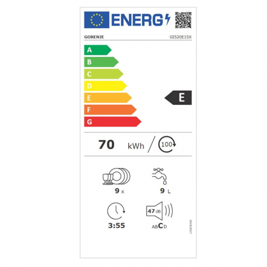 GORENJE Πλυντήριο Πιάτων 740035 SI45 GI520E15X Μερικώς Καλυπτόμενο