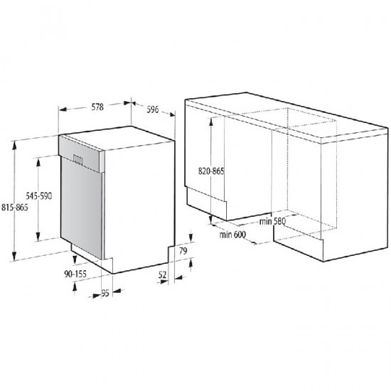 GORENJE Πλυντήριο Πιάτων 735996 SI60 GI62040X Μερικώς Καλυπτόμενο