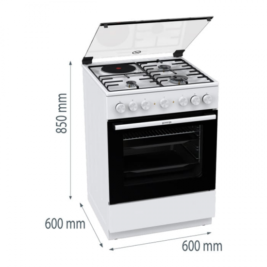 GORENJE Κουζίνα ΓΚΑΖΙΟΥ 3+1 740971 ΛΕΥΚΗ GK6B41WD