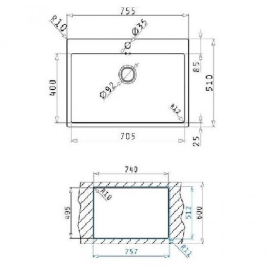 PYRAMIS Ανοξείδωτος Νεροχύτης Istros FM (75,5x51) 1B Βουρτσισμένο