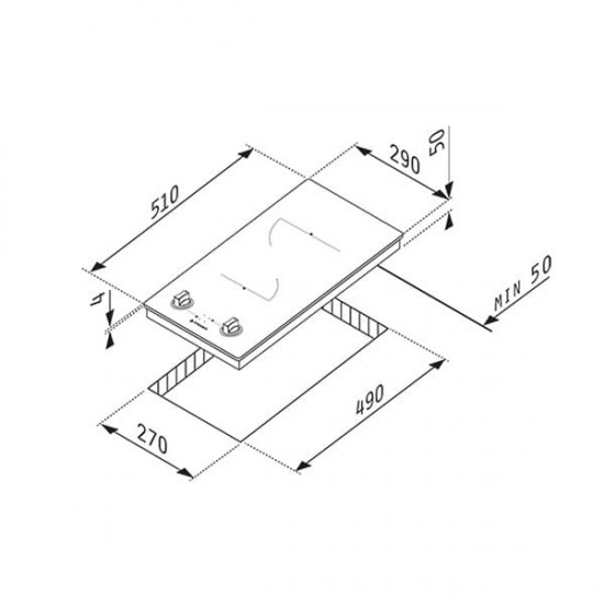 PYRAMIS Εστία Κεραμική με Κομβία χωρίς Πλαίσιο PHC31213FMB