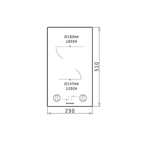 PYRAMIS Εστία Κεραμική με Κομβία χωρίς Πλαίσιο PHC31213FMB