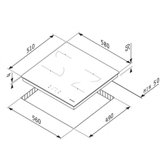 PYRAMIS Εστία Κεραμική Αφής χωρίς Πλαίσιο PHC61410FMB