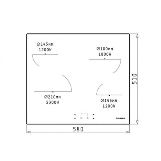 PYRAMIS Εστία Κεραμική Αφής χωρίς Πλαίσιο PHC61410FMB