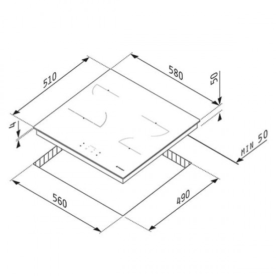 PYRAMIS Εστία Κεραμική Λευκή Αφής Χωρίς Πλαίσιο PHC61510FMW