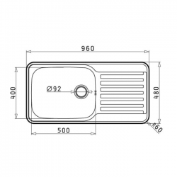 PYRAMIS Ανοξείδωτος Νεροχύτης SPACE PLUS (96x48) 1B 1D Σαγρέ