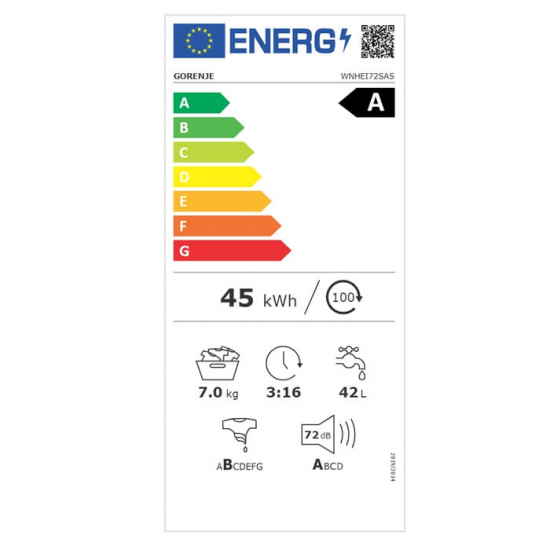 GORENJE Πλυντήριο Ρούχων 20009522 WNHEI72SAS