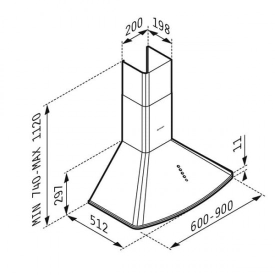 PYRAMIS Απορροφητήρας Καμινάδα Οβάλ 90cm