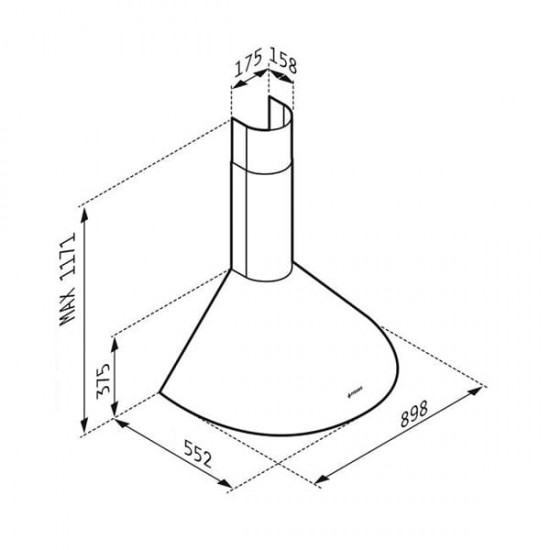 PYRAMIS Απορροφητήρας Καμινάδα Στρόγγυλη 90cm