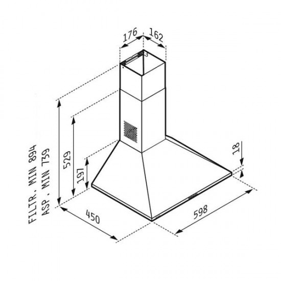 PYRAMIS Απορροφητήρας Καμινάδα Τετράγωνη Lux 60cm