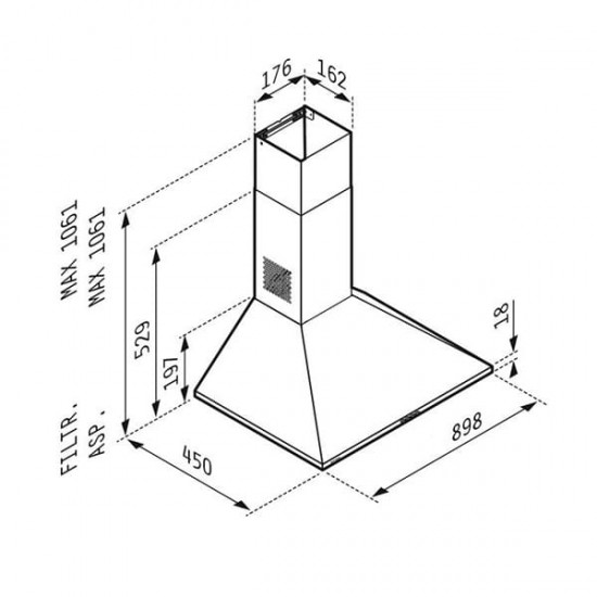 PYRAMIS Απορροφητήρας Καμινάδα Τετράγωνη Lux 90cm